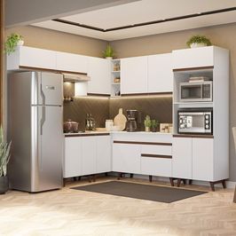 Armário de Cozinha Completa de Canto 472cm Branco Reims Madesa 01 Branco