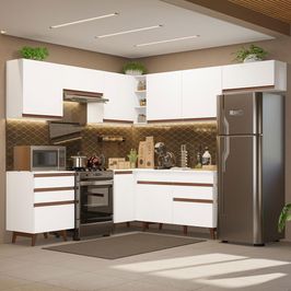 Armário de Cozinha Completa de Canto 462cm Branco Reims Madesa 03 Branco