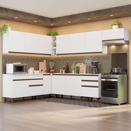 Armário de Cozinha Completa de Canto 512cm Branco Reims Madesa 01 Branco
