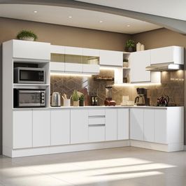 Cozinha Completa 100% MDF Madesa Smart de Canto Branco