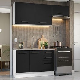 Armário de  Cozinha Compacta 180cm Branco/Preto Agata Madesa 09 Branco/Preto