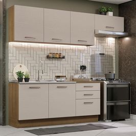 Armário de Cozinha Completa 260cm Rustic/Crema Agata Madesa 02 Rustic/Crema