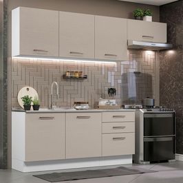 Armário de Cozinha Completa 260cm Branco/Crema Agata Madesa 02 Branco/Crema