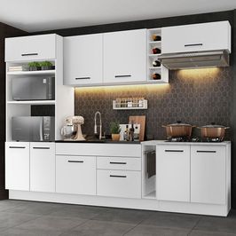 Armário de Cozinha Completa 290cm Branco Agata Madesa 01 Branco
