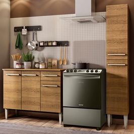 Armário de Cozinha Compacta 137cm Rustic Emilly Silver Madesa 01 Rustic