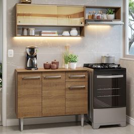 Armário de Cozinha Compacta 165cm Rustic Emilly Madesa 02 Rustic