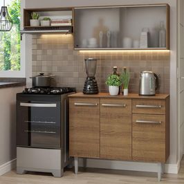 Armário de Cozinha Compacta 165cm Rustic Emilly Madesa 03 Rustic