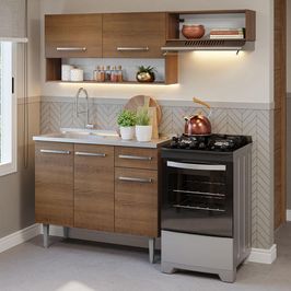 Armário de Cozinha Compacta 165cm com Pia Rustic Emilly Madesa 09 Rustic