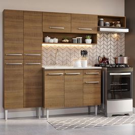 Armário de Cozinha Compacta 229cm com Pia Rustic Emilly Madesa 12 Rustic
