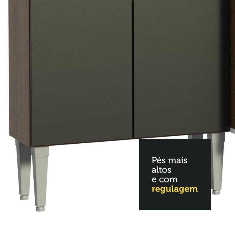 Armário de Cozinha Completa 261cm Rustic/Preto Emilly Madesa 02