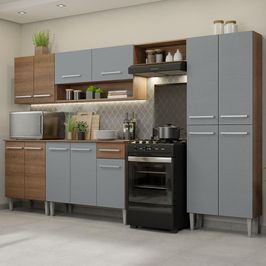 Cozinha Completa Madesa Emilly 293001 com Armário e Balcão - Rustic/Cinza Rustic/Cinza