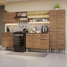 Armário de Cozinha Completa 293cm Rustic Emilly Madesa 03 Rustic