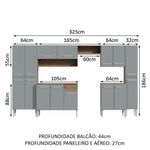Armário de Cozinha Completa 325cm Cinza/Rustic Emilly Joy Madesa 01