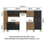 Armário de Cozinha Completa 325cm Rustic/Preto Emilly Madesa 02