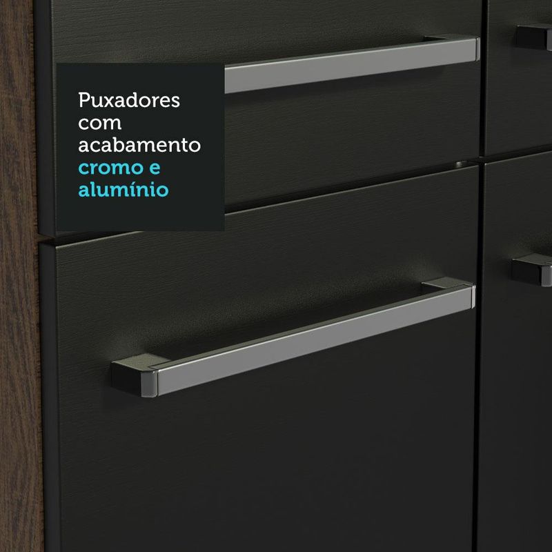Armário de Cozinha Completa 325cm Rustic/Preto Emilly Madesa 02