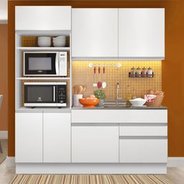 Cozinha Compacta Madesa Lívia 6 Portas 2 Gavetas (Sem Tampo e Pia) Branco Branco