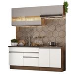 Armário de Cozinha Compacta 200cm Rustic/Branco/Crema Glamy Madesa 07