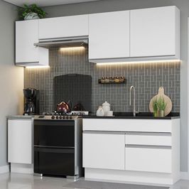 Armário de Cozinha Completa 240cm Branco Glamy Madesa 07 Branco