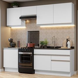 Armário de Cozinha Completa 240cm Branco Glamy Madesa 08 Branco