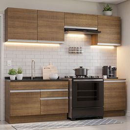 Armário de Cozinha Completa 260cm Rustic Glamy Madesa 04 Rustic
