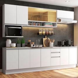 Cozinha Completa Madesa Genova com Armário e Balcão (Sem Tampo e Pia) Branco