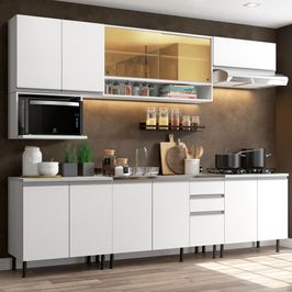 Cozinha Completa Madesa Genova com Armário e Balcão (Sem Tampo e Pia) - Branco Branco