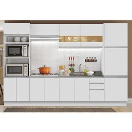 Cozinha Completa Madesa Roma 3 Gavetas 13 Portas (Sem Tampo e Pia) - Branco Branco
