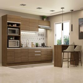 Cozinha Completa Madesa Glamy 315002 com Armário, Balcão e Bancada (Sem Tampo e Pia) - Rustic Rustic