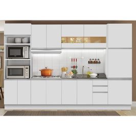 Cozinha Completa Madesa Olimpia 3 Gavetas 14 Portas (Sem Tampo e Pia) - Branco Branco