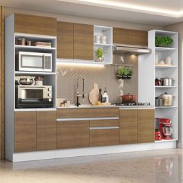 Armário de Cozinha Completa 330cm Branco/Rustic Glamy Madesa 03 Branco/Rustic