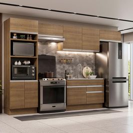 Cozinha Completa Madesa Glamy 350001 com Armário e Balcão (Sem Tampo e Pia) - Rustic Rustic