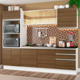Cozinha Completa Madesa 100% MDF Acordes com Armário, Torre e Balcão (Sem Tampo e Pia) Branco/Rustic