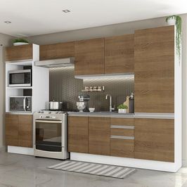Cozinha Completa Madesa 100% MDF Acordes 2 Gavetas 11 Portas (Sem Tampo e Pia) Rustic/Branco