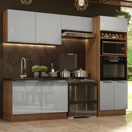 Cozinha Completa Madesa Lux 270001 com Armário e Balcão - Rustic/Cinza Rustic/Cinza
