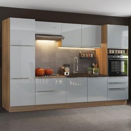 Cozinha Completa Madesa Lux com Armário e Balcão 9 Portas 5 Gavetas - Rustic/Cinza Rustic/Cinza