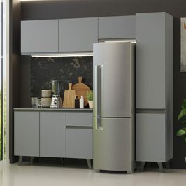 Armário de Cozinha Completa 220cm Cinza Nice Madesa 03 Cinza