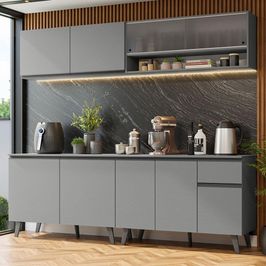 Armário de Cozinha Completa 240cm Cinza Nice Madesa 02 Cinza