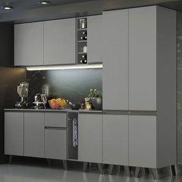 Armário de Cozinha Completa 260cm Cinza Nice Madesa 05 Cinza