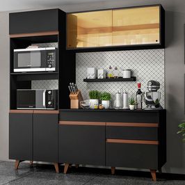 Armário de Cozinha Compacta 190cm Preto Reims Madesa 02 Preto