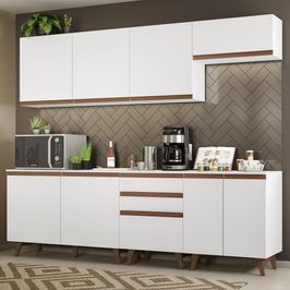 Cozinha Completa Madesa Reims 250001 com Armário e Balcão - Branco Branco