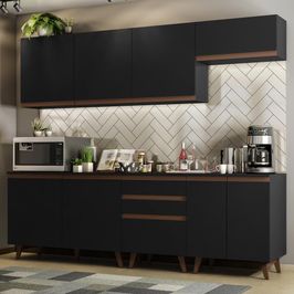 Cozinha Completa Madesa Reims 250001 com Armário e Balcão - Preto Preto