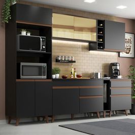 Cozinha Completa Madesa Reims 270001 com Armário e Balcão - Preto Preto