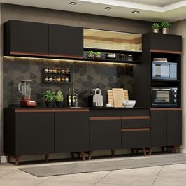 Cozinha Completa Madesa Reims 310002 com Armário e Balcão - Preto Preto