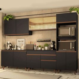 Cozinha Completa Madesa Reims 310001 com Armário e Balcão - Preto/Rustic Preto/Rustic