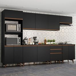 Cozinha Completa Madesa Reims 320002 com Armário e Balcão - Preto Preto