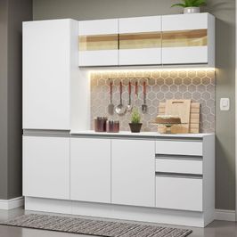 Armário de Cozinha Compacta 100% MDF 170 cm Branco Smart Madesa 01 Branco