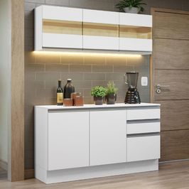 Armário de Cozinha Compacta 100% MDF 120 cm Branco Smart Madesa 01 Branco