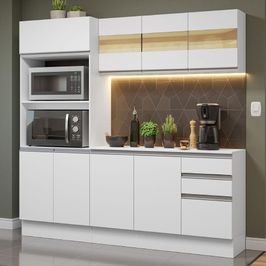 Armário de Cozinha Compacta 100% MDF 190 cm Frentes Branco Smart Madesa 01 Branco