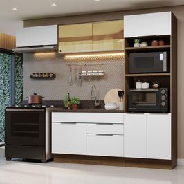 Armário de Cozinha Completa 270cm Rustic/Branco Stella Madesa 08 Rustic/Branco