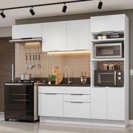 Armário de Cozinha Completa 270cm Branco Stella Madesa 10 Branco